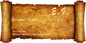 Ender Ida névjegykártya